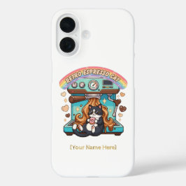 Retro-Espresso-Katz-Café-Barista-Personalisiert iPhone 16 Hülle