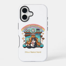 Retro Espresso Süße Katze Kaffee Personalisiert iPhone 16 Hülle