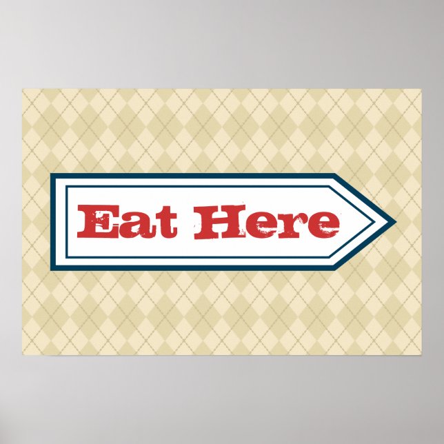Retro essen Here Sign Poster (Vorne)