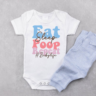 Retro Essen Schlaf Kackend Wiederholung Baby Bodys Strampler