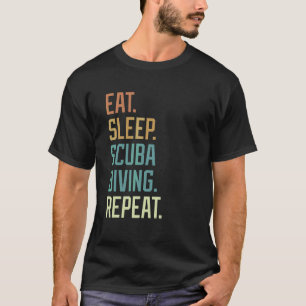 Retro Essen Schlaf Tauchen Wiederholung Vintage T-Shirt