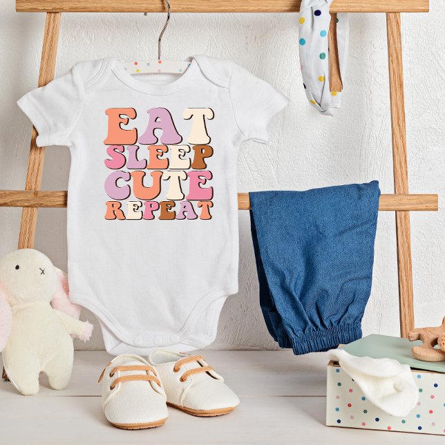 Retro essen Schlafen Niedlich wiederholen Baby Bod Baby Strampler (Von Creator hochgeladen)