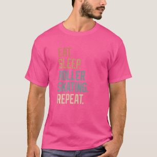 Retro essen Sleep Roller Skaten Wiederholen Vintag T-Shirt