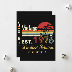 Retro Est 1976 Retro Sonnenuntergang Palmen Geburt Feiertagskarte