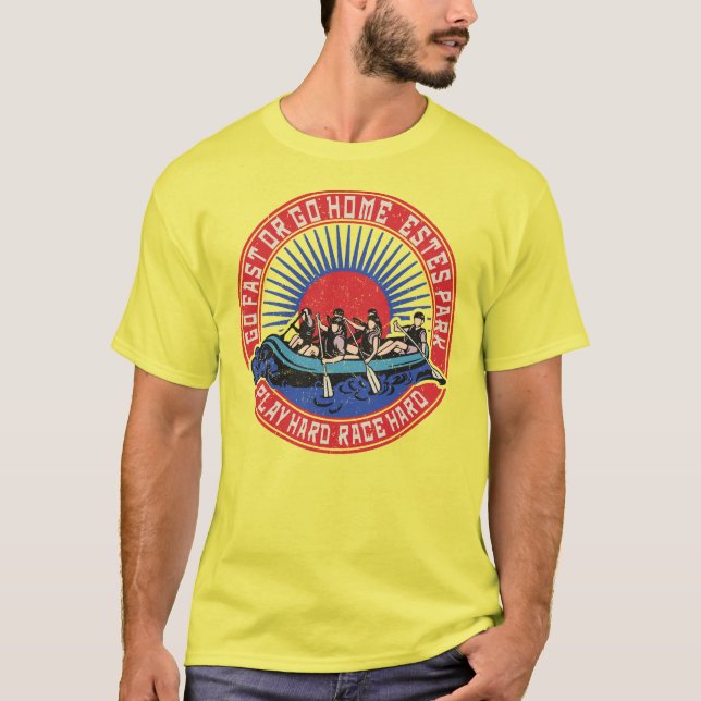 Retro Estes Park Rafting. T-Shirt (Vorderseite)
