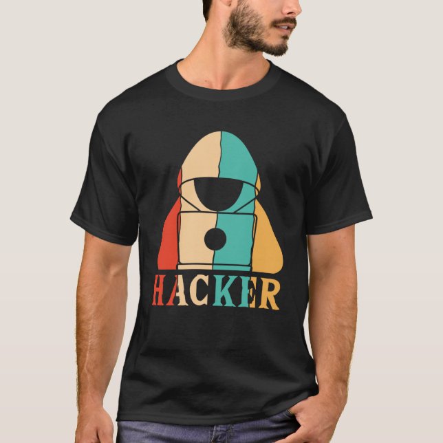 Retro Ethical Hacking White Hat Black Hacker T-Shirt (Vorderseite)