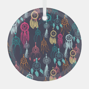 Retro Ethnic Doodle: Dreamcatcher Collection Ornament Aus Glas