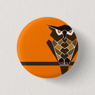 Retro-Eule-Knopf (braun) Button