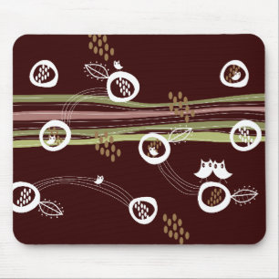 Retro Eulen-Familien-niedlicher wunderlicher Mousepad