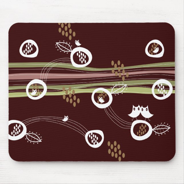 Retro Eulen-Familien-niedlicher wunderlicher Mousepad (Vorne)