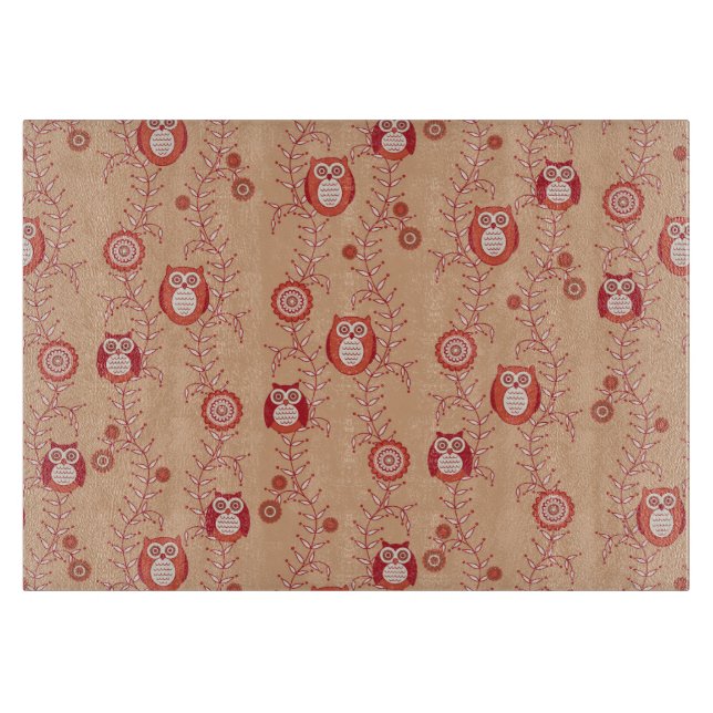 Retro Eulen-Schneidebrett Schneidebrett (Vorderseite)