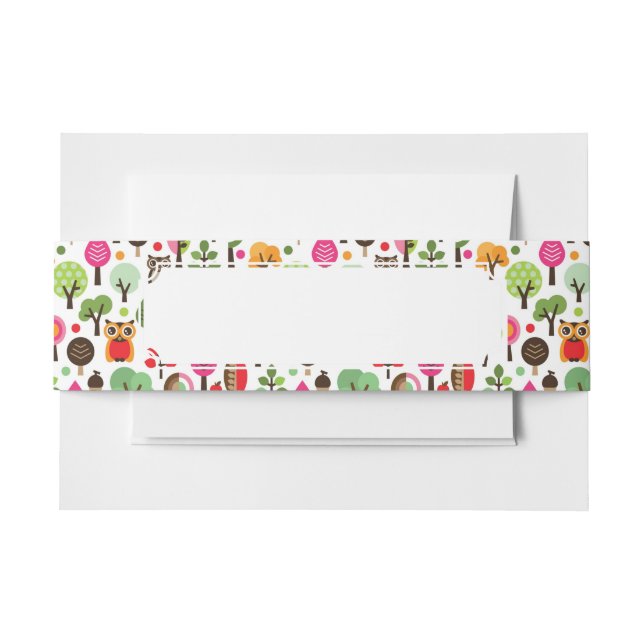 Retro Eulenmuster des rosa Blattbaums Einladungsbanderole (Vorderseite Beispiel)