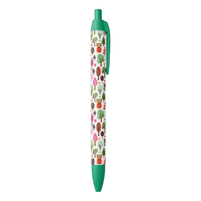 Retro Eulenmuster des rosa Blattbaums Kugelschreiber (Unterseite (Vertikal))