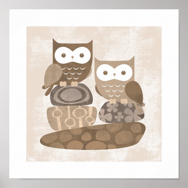 Retro-Eulenposter-Druck Poster (Vorne)