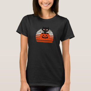 Retro Evergreen Neugierige Katze Kürbis Sonnenunte T-Shirt