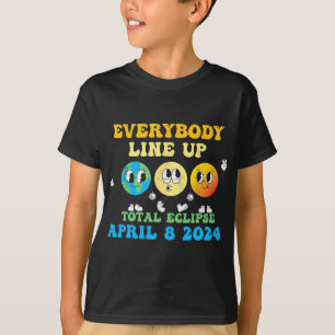 Retro Everybody line Up Total Solar Eclipse 2024 E T-Shirt