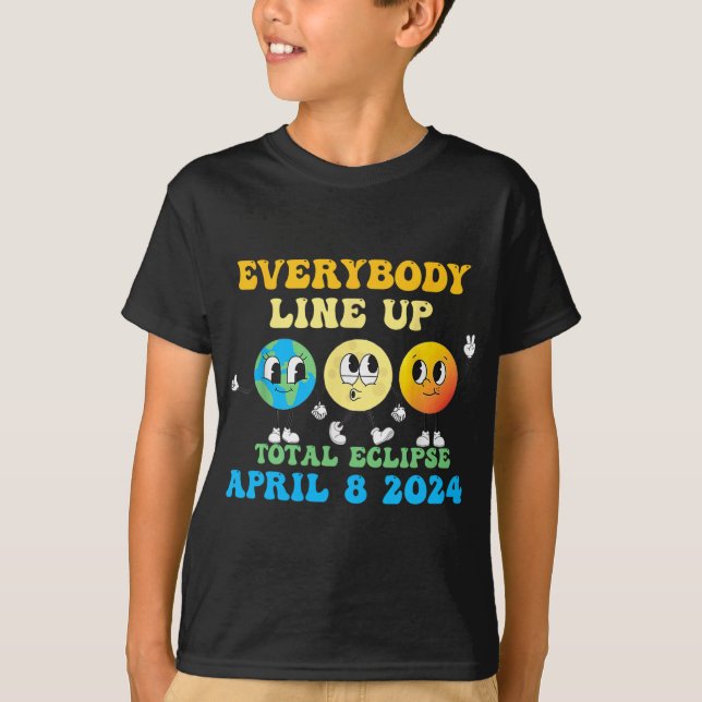 Retro Everybody line Up Total Solar Eclipse 2024 E T-Shirt (Vorderseite)
