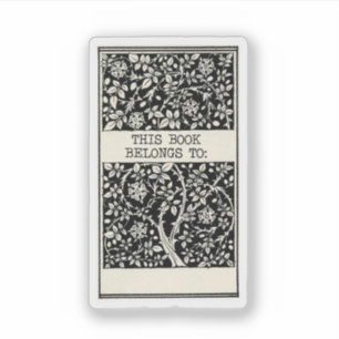 Retro-Exlibris Dieses Buch gehört Aufkleber
