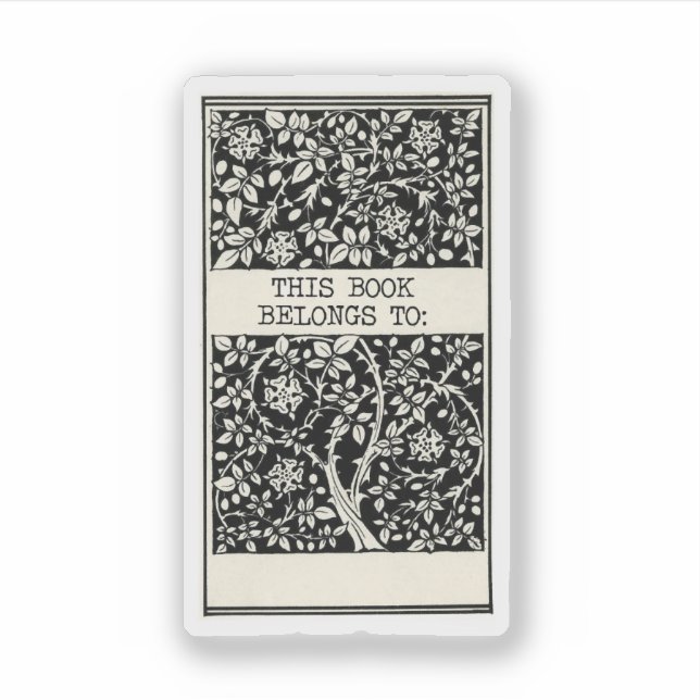 Retro-Exlibris Dieses Buch gehört Aufkleber (Vorderseite)