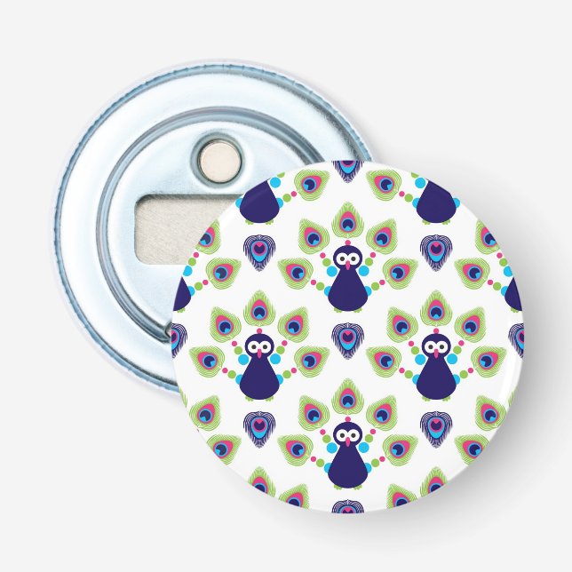 Retro exotischer Pfau Indiens Flaschenöffner (Vorderseite)