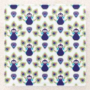 Retro exotischer Pfau Indiens Glasuntersetzer