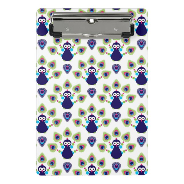 Retro exotischer Pfau Indiens Mini Klemmbrett (Vorderseite)