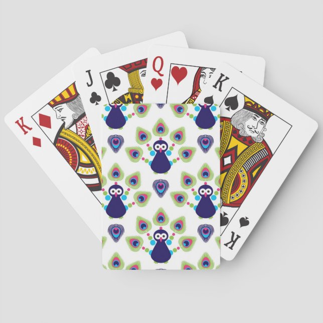 Retro exotischer Pfau Indiens Spielkarten (Rückseite)