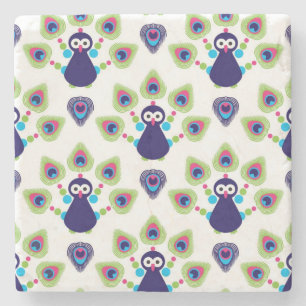 Retro exotischer Pfau Indiens Steinuntersetzer