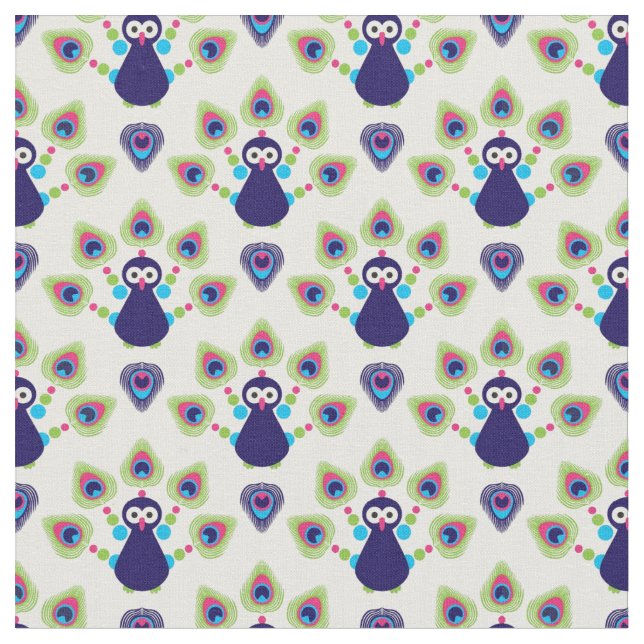 Retro exotischer Pfau Indiens Stoff (Nahaufnahme)