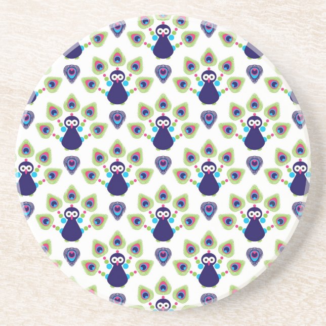 Retro exotischer Pfau Indiens Untersetzer (Vorne)