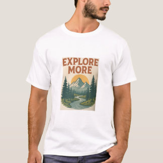 Retro "Explore More" T - Shirt für Bergwanderungen