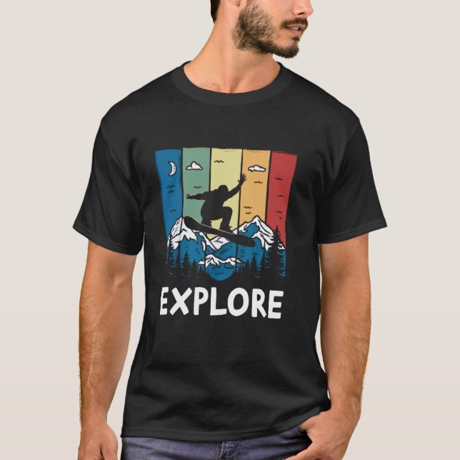 Retro Explore Snowboarden Retro Snowboarder Männer T-Shirt (Vorderseite)