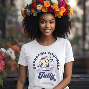 Retro Expresso Sie selbst völlig blau und gelb T-Shirt