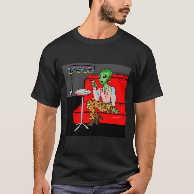 Retro Extraterrestrial in der Disco Lounge aus den T-Shirt (Vorderseite)