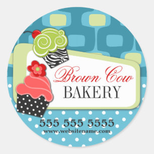 Retro Extravagantes Cupcake Runder Aufkleber