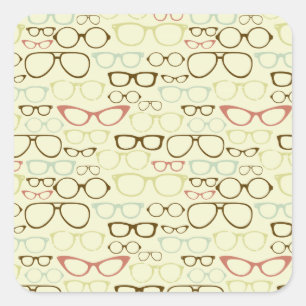 Retro Eyeglass Hipster Quadratischer Aufkleber