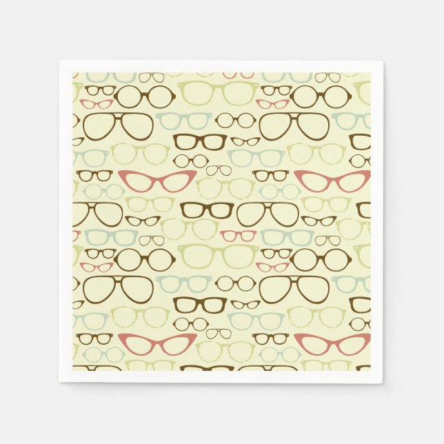 Retro Eyeglass Hipster Serviette (Vorderseite)