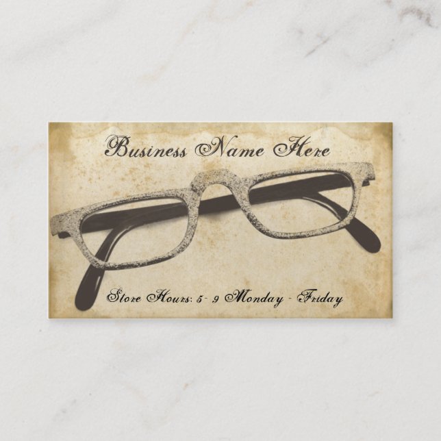 Retro Eyeglassy Grungy Paper Business Card Visitenkarte (Vorderseite)