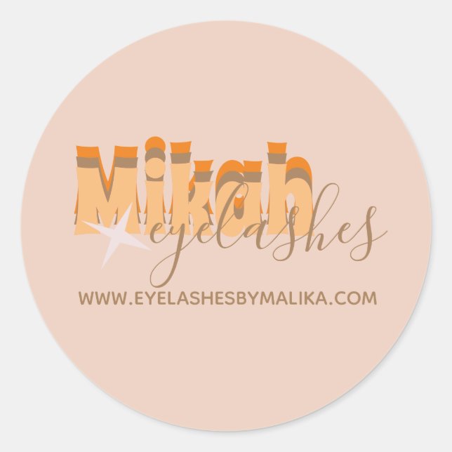 Retro Eyelashes Business Owner Name Sticker (Vorderseite)
