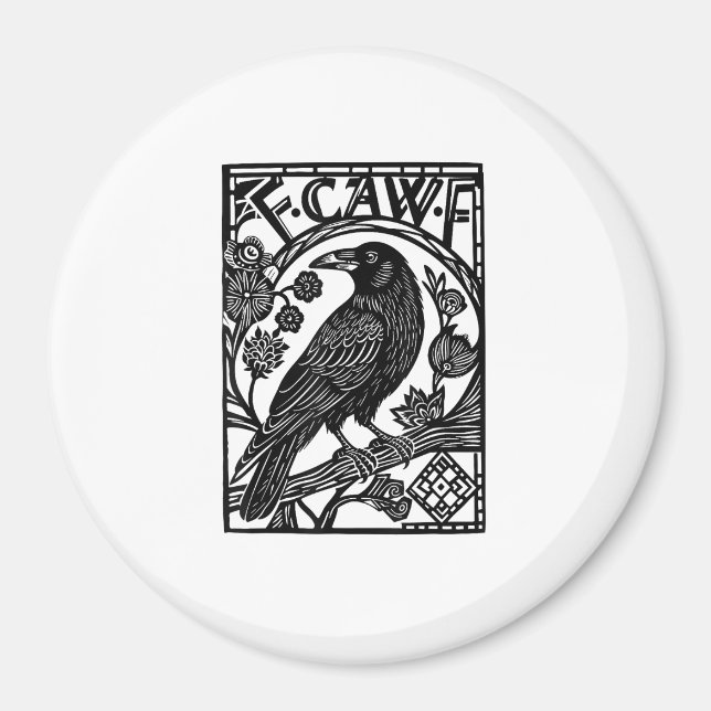 Retro F Caw F Crow Funny Saying Meme Design Magnet (Vorne)