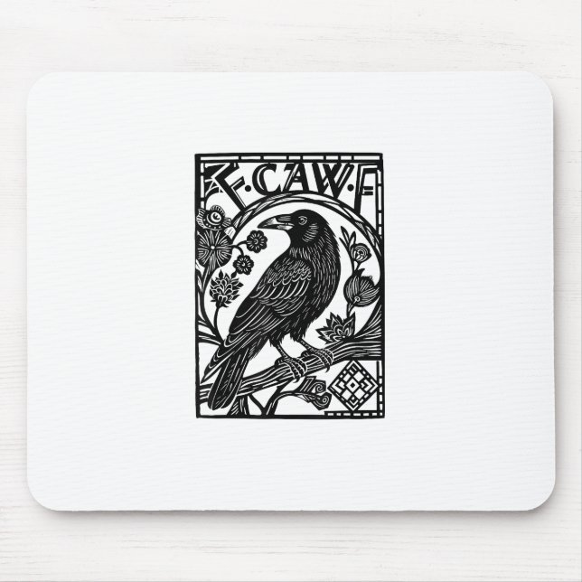 Retro F Caw F Krähe Lustiger Spruch Meme Design Mousepad (Vorne)