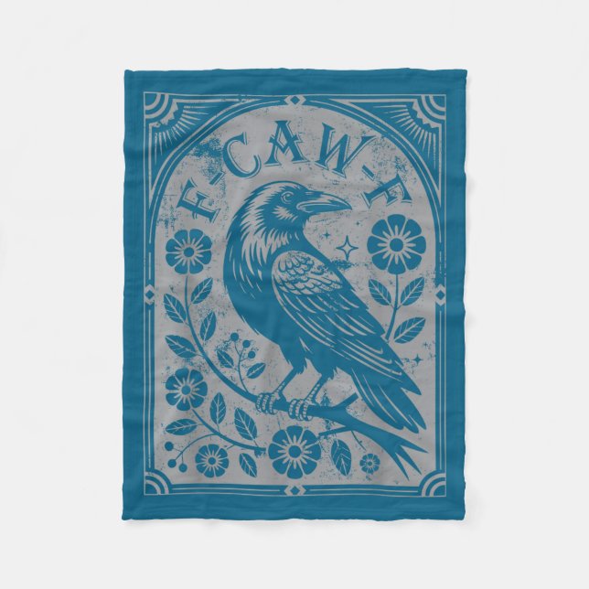 Retro F-caw-f Schwarze Krähen Blumen Kunst Lustige Fleecedecke (Vorderseite)