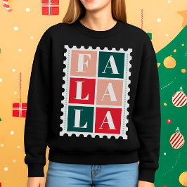 Retro Fa La La Christmas Postage Stamp Sweatshirt