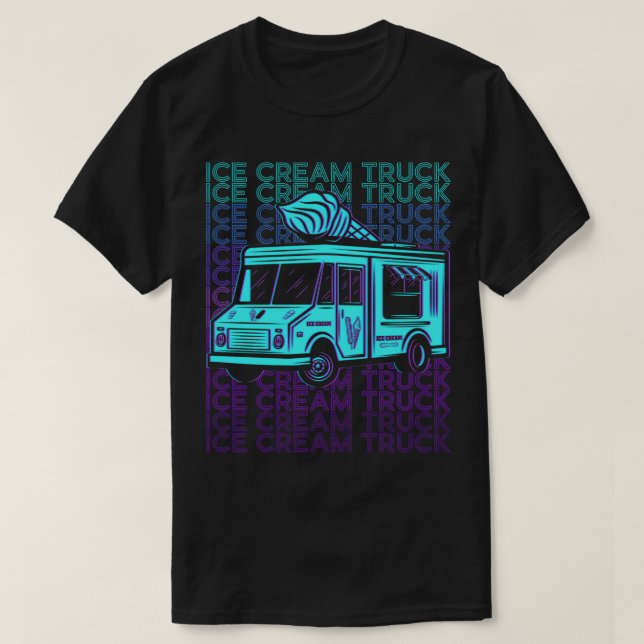 Retro-Fahrer für Eiscreme-LKW T-Shirt (Design vorne)
