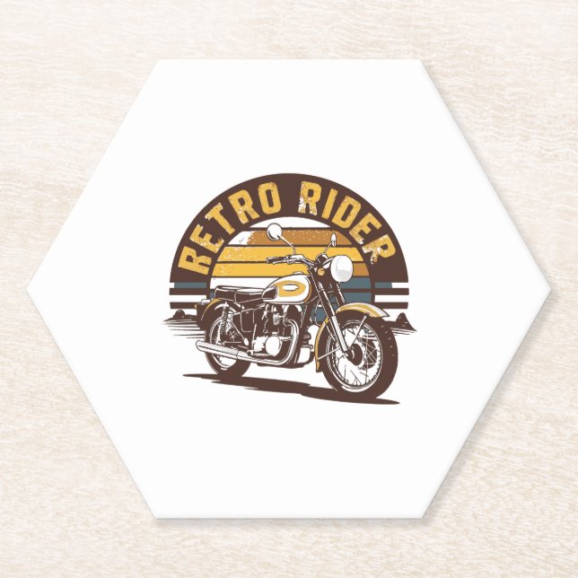 Retro Fahrer � Motorrad Untersetzer (Vorderseite)