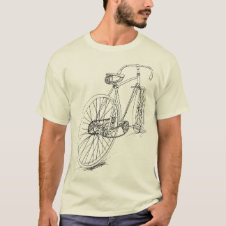 Retro Fahrrad, das Entwurf im Schwarzen zeichnet T-Shirt