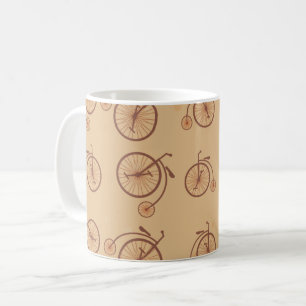 Retro-Fahrrad-Muster in Brauntönen Kaffeetasse