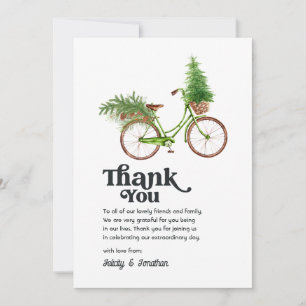 Retro-Fahrrad-Weihnachtsbaum-Feiertags-Hochzeit Dankeskarte