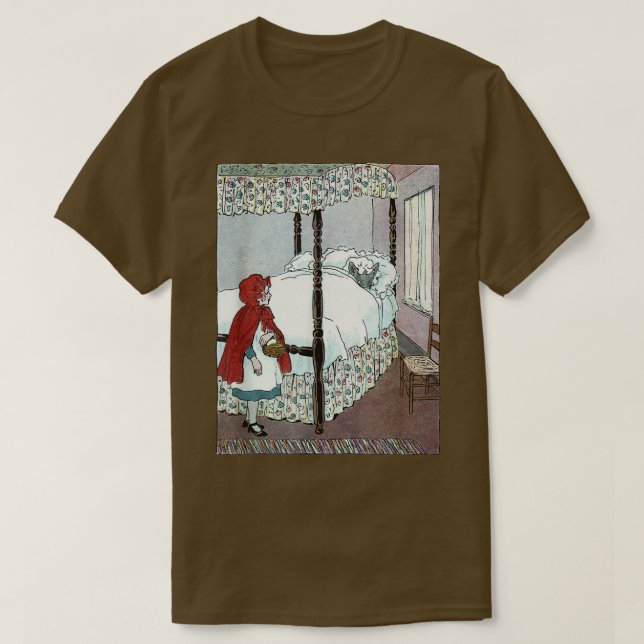 Retro Fairytale Bad Wolf Little Red Riding Hood T-Shirt (Design vorne)
