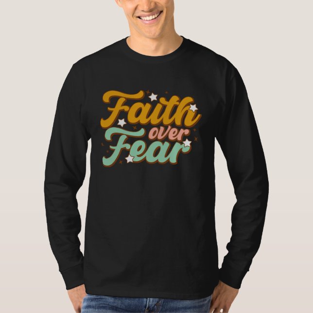 Retro Faith Over Fear Arrow Cute Inspirational Chr T-Shirt (Vorderseite)